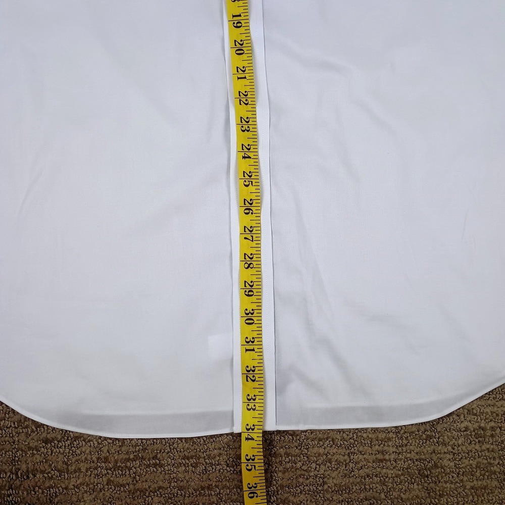 Paul Fredrick Mens White Non-Iron Stretch Dress Shirt 18.5 x 36 Formal Shirt - Picture 7 of 13